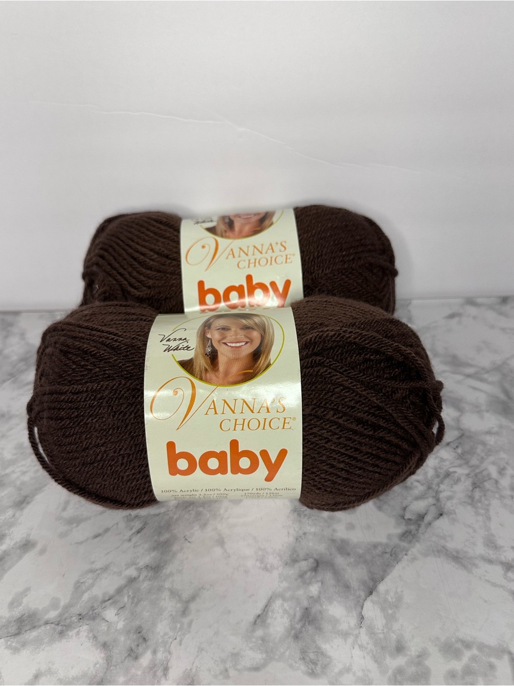 Lion Brand Vanna’s Choice Baby Yarn Chocolate Cake Brown Lot of 2 Skeins